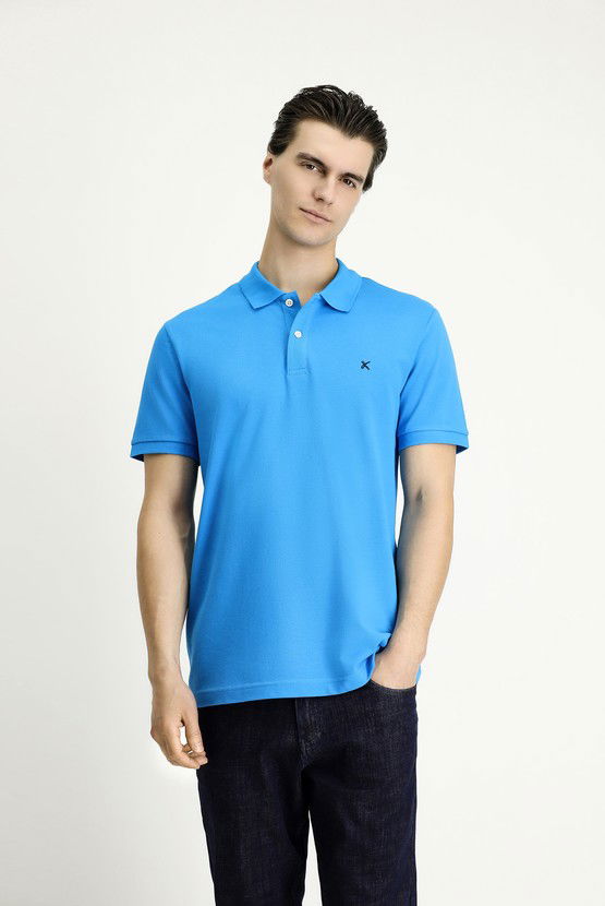Erkek Giyim - Slim Fit Dar Kesim Nakışlı Pamuk Polo Yaka Tişört
