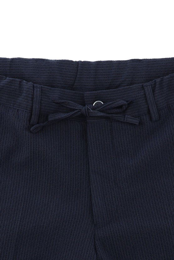 Erkek Giyim - Slim Fit Dar Kesim Çizgili Beli Lastikli İpli Takım Elbise