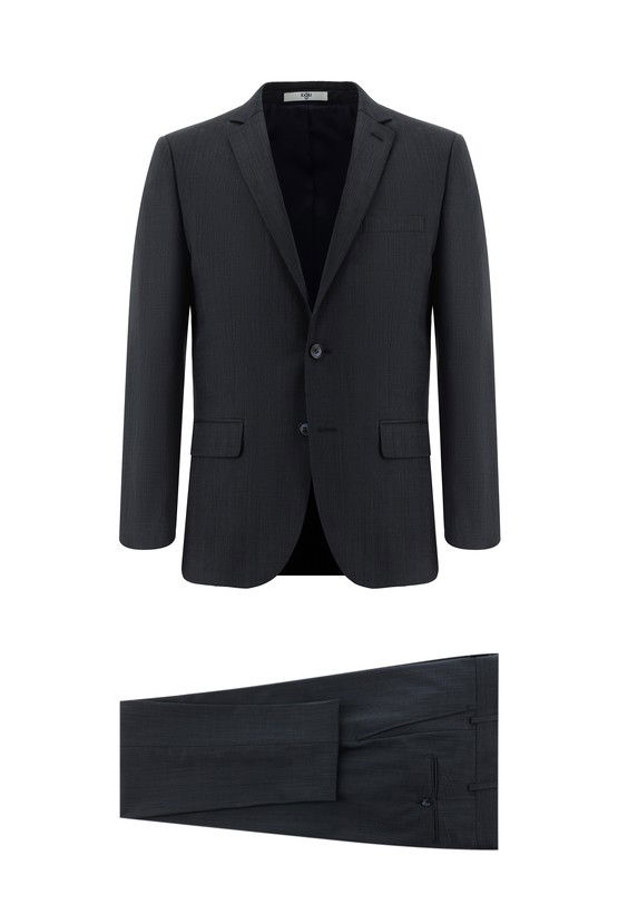 Erkek Giyim - Super Slim Fit Ekstra Dar Kesim Yünlü Klasik Çizgili Takım Elbise