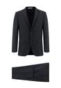  KOYU LACİVERT  Super Slim Fit Ekstra Dar Kesim Yünlü Klasik Çizgili Takım Elbise