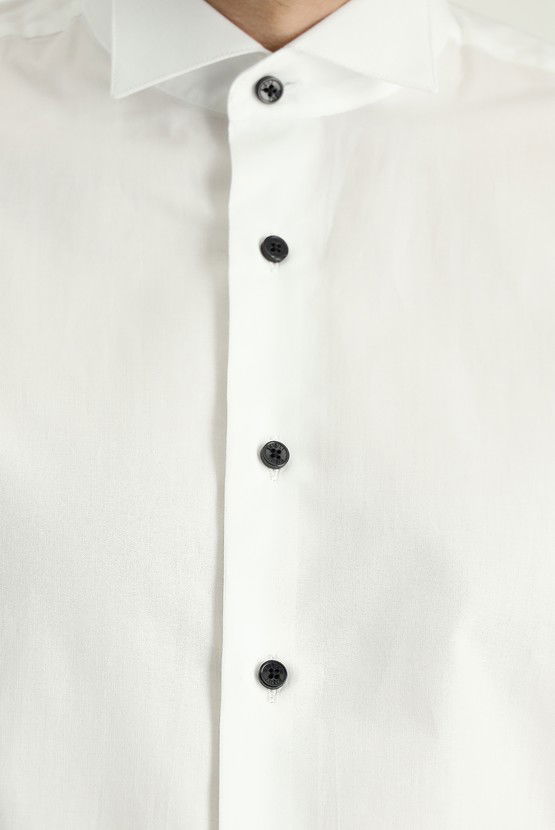 Erkek Giyim - Ata Yaka Slim Fit Dar Kesim Pamuk Gömlek
