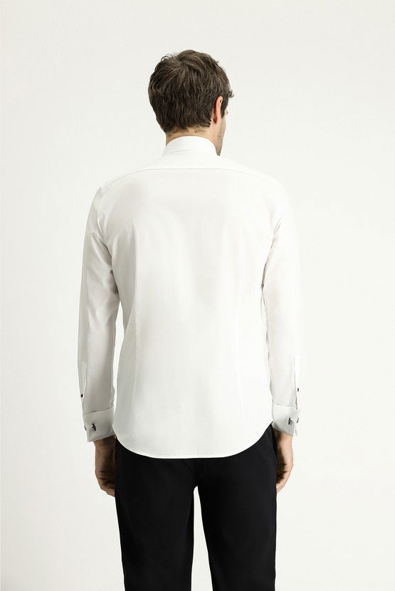 Erkek Giyim - Ata Yaka Slim Fit Dar Kesim Pamuk Gömlek