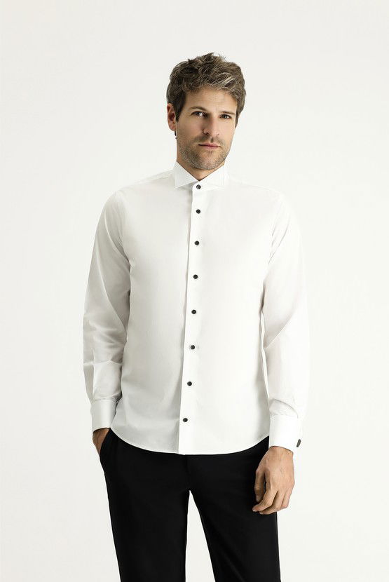 Erkek Giyim - Ata Yaka Slim Fit Dar Kesim Pamuk Gömlek