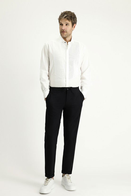 Erkek Giyim - Ata Yaka Slim Fit Dar Kesim Piliseli Pamuk Gömlek