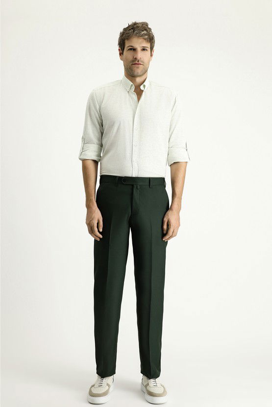 Erkek Giyim - Slim Fit Dar Kesim Likralı Klasik Kumaş Pantolon