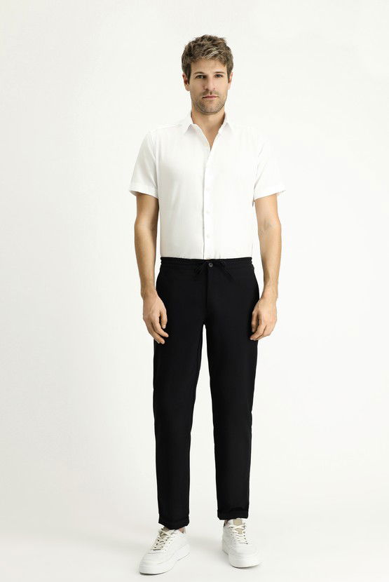 Erkek Giyim - Kısa Kol Slim Fit Dar Kesim Desenli Pamuk Gömlek