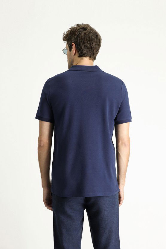 Erkek Giyim - Slim Fit Dar Kesim Nakışlı Pamuk Polo Yaka Tişört