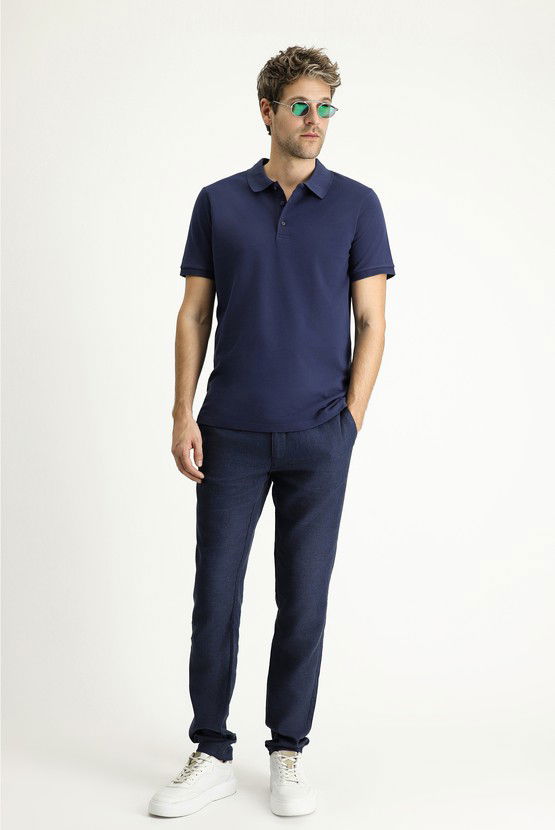 Erkek Giyim - Slim Fit Dar Kesim Nakışlı Pamuk Polo Yaka Tişört