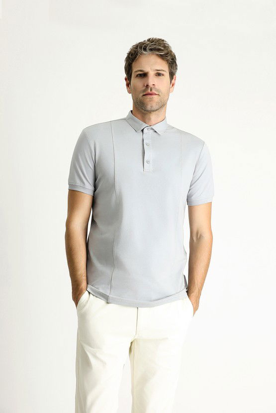 Erkek Giyim - Slim Fit Dar Kesim Pamuklu Süprem Polo Yaka Tişört