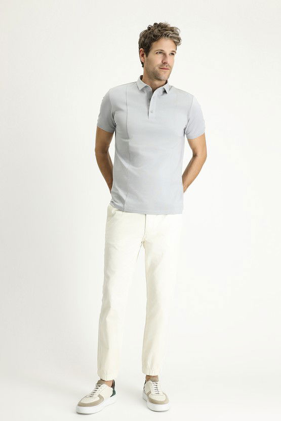 Erkek Giyim - Slim Fit Dar Kesim Pamuklu Süprem Polo Yaka Tişört