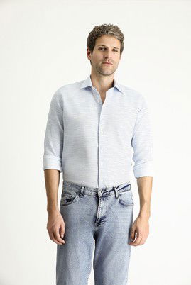 Uzun Kol Slim Fit Dar Kesim Desenli Pamuk Gömlek