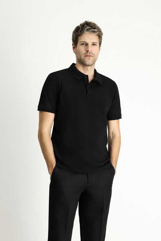 Erkek Giyim - Regular Fit Nakışlı Pamuk Polo Yaka Tişört