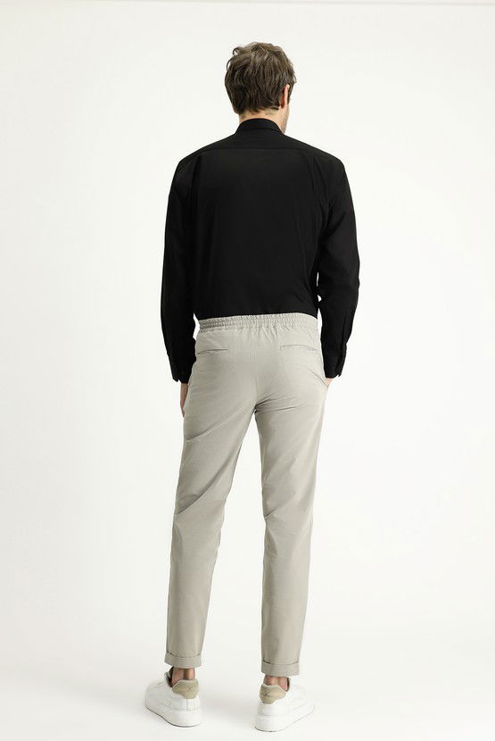 Erkek Giyim - Techno-Line Slim Fit Ekstra Dar Kesim Beli Lastikli İpli Klasik Kumaş Pantolon