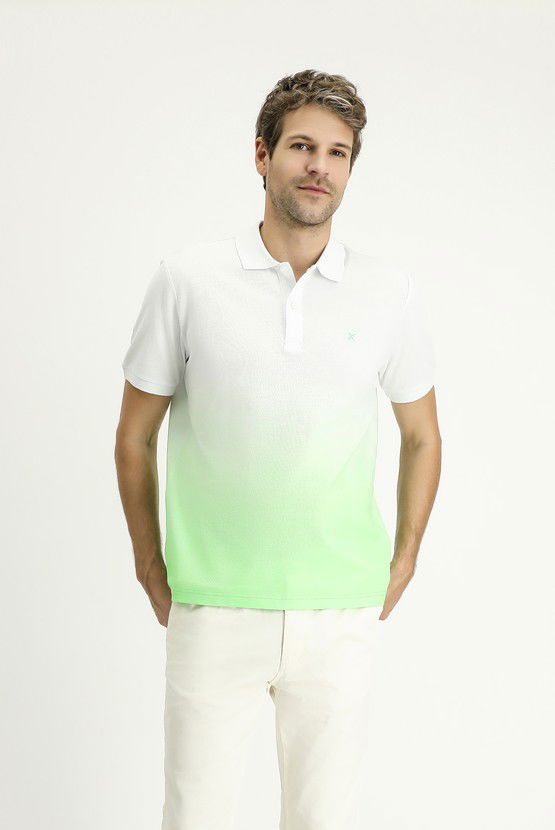 Erkek Giyim - Regular Fit Desenli Nakışlı Pamuk Polo Yaka Tişört