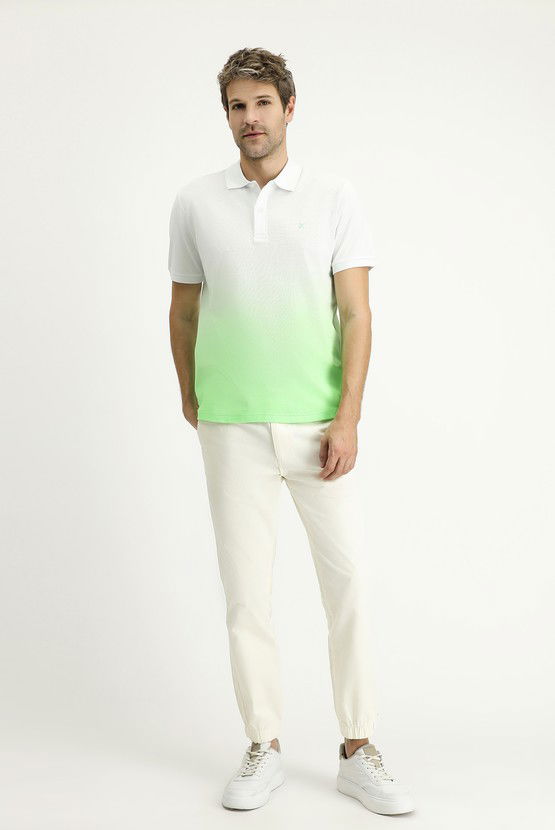 Erkek Giyim - Regular Fit Desenli Nakışlı Pamuk Polo Yaka Tişört