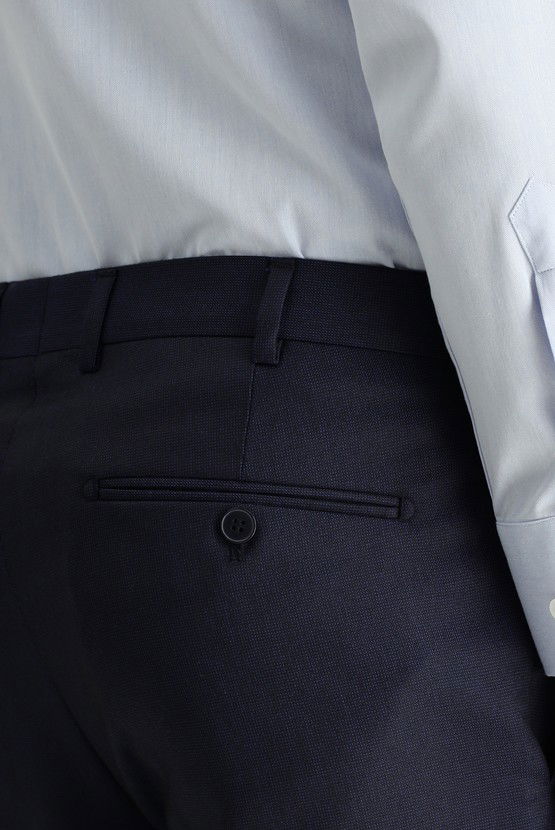 Erkek Giyim - Super Slim Fit Ekstra Dar Kesim Desenli Likralı Klasik Kumaş Pantolon