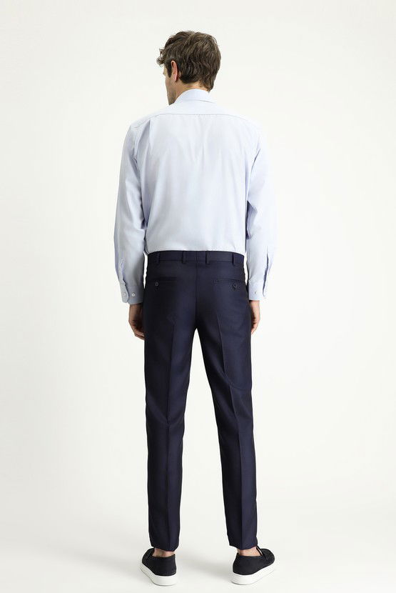 Erkek Giyim - Super Slim Fit Ekstra Dar Kesim Desenli Likralı Klasik Kumaş Pantolon