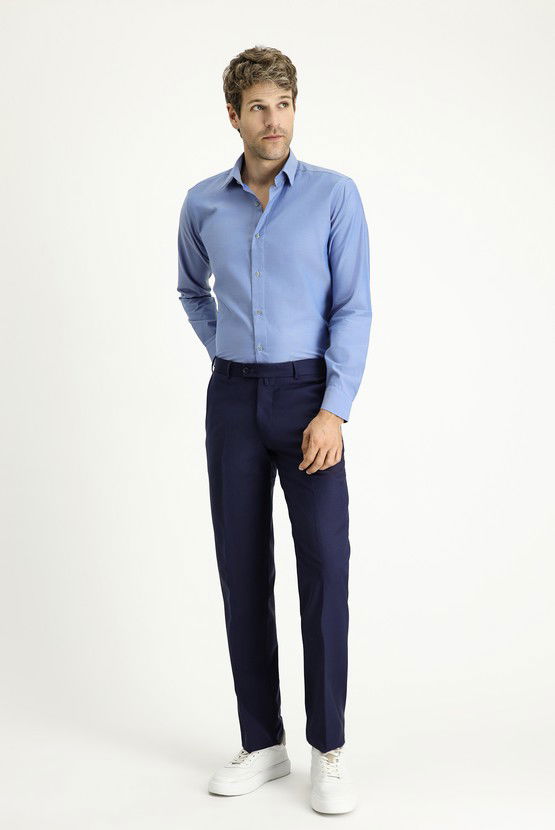 Erkek Giyim - Slim Fit Dar Kesim Yünlü Klasik Kumaş Pantolon