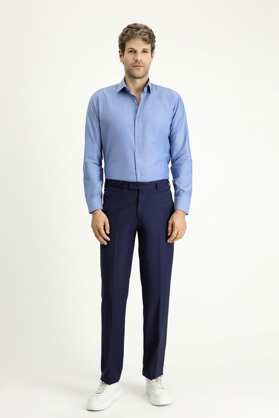 Erkek Giyim - Slim Fit Dar Kesim Yünlü Klasik Kumaş Pantolon