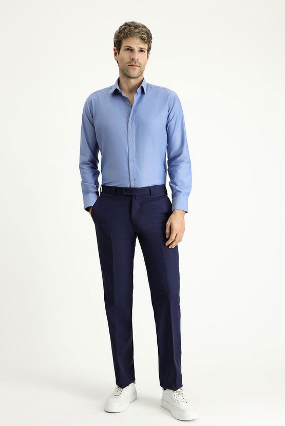Erkek Giyim - Slim Fit Dar Kesim Yünlü Klasik Kumaş Pantolon
