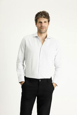 Uzun Kol Slim Fit Dar Kesim Klasik Desenli Pamuklu Gömlek