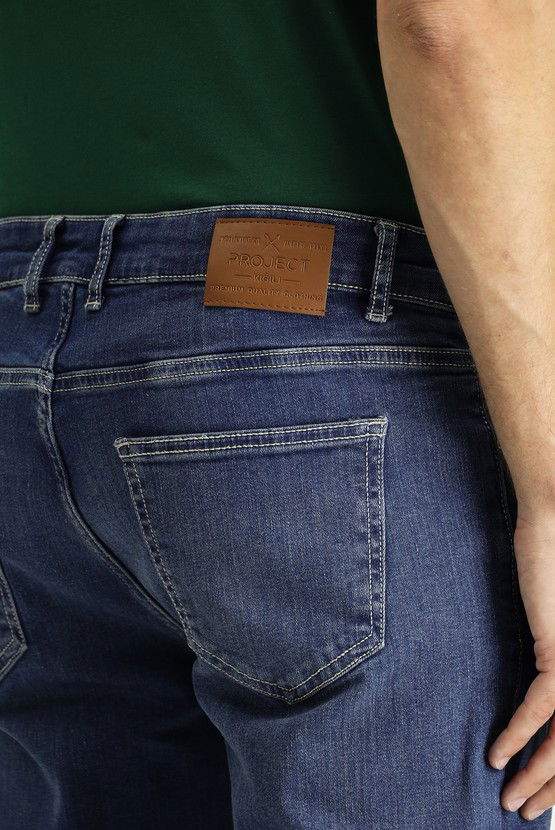 Erkek Giyim - Regular Fit Likralı Denim Pantolon