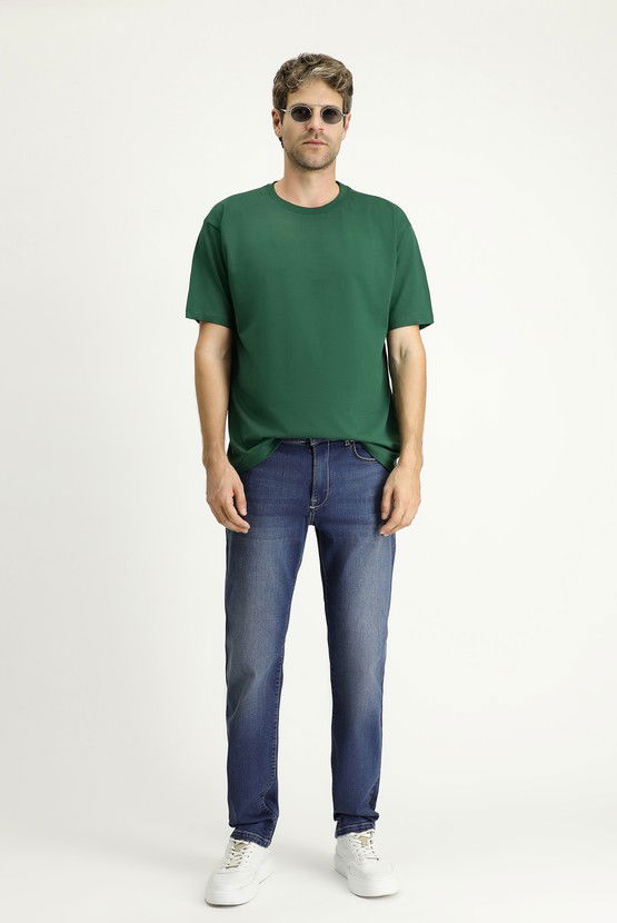 Erkek Giyim - Regular Fit Likralı Denim Pantolon