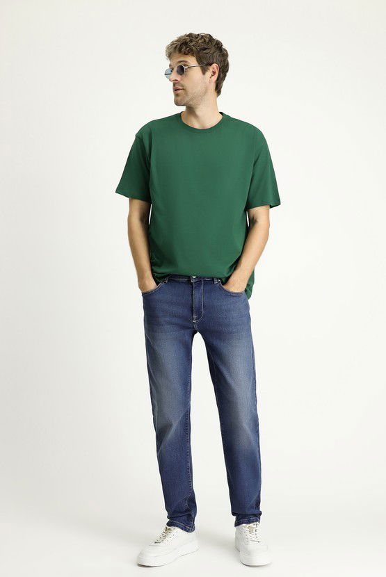 Erkek Giyim - Regular Fit Likralı Denim Pantolon