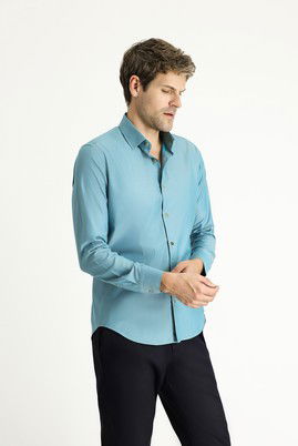 Uzun Kol Slim Fit Dar Kesim Spor Pamuk Gömlek