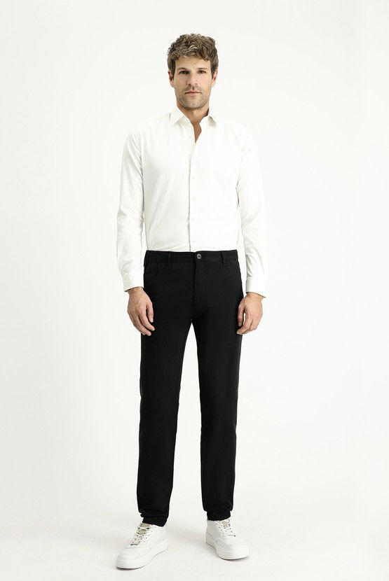 Erkek Giyim - Regular Fit Likralı Beli Lastikli Likralı Kanvas / Chino Pantolon