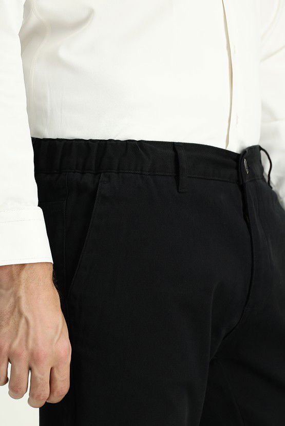 Erkek Giyim - Regular Fit Likralı Beli Lastikli Likralı Kanvas / Chino Pantolon