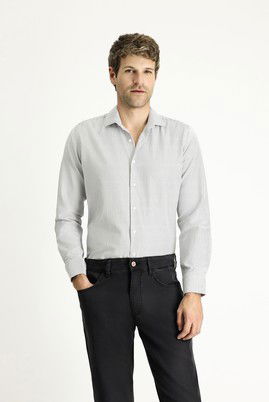 Uzun Kol Slim Fit Dar Kesim Çizgili Pamuklu Gömlek