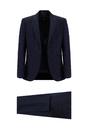  KOYU LACİVERT  Slim Fit Dar Kesim Sivri Yaka Desenli Yelekli Smokin & Damatlık