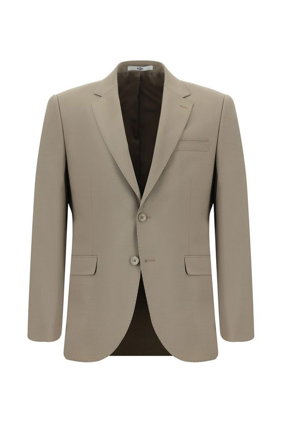 Erkek Giyim - Slim Fit Dar Kesim Yünlü Klasik Takım Elbise