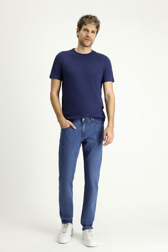 Erkek Giyim - Slim Fit Dar Kesim Likralı Denim Pantolon