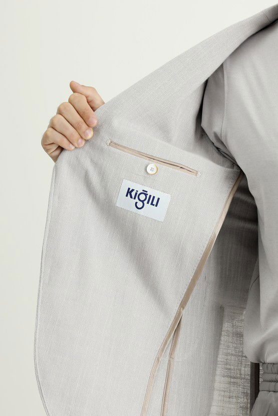 Erkek Giyim - Slim Fit Dar Kesim Desenli Spor Pamuk Ceket