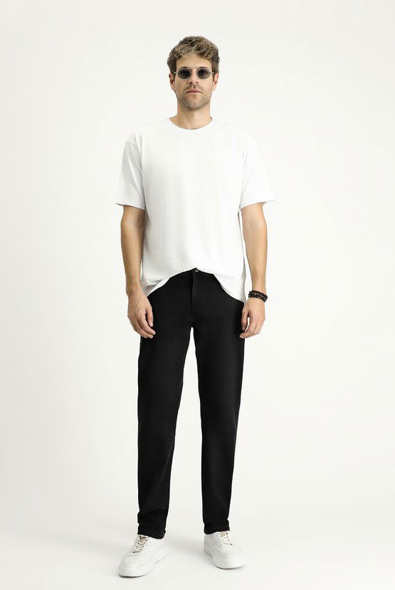 Erkek Giyim - Regular Fit Likralı Denim Look Pantolon