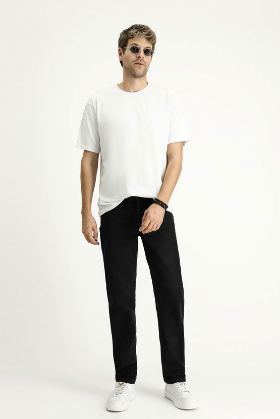 Erkek Giyim - Regular Fit Likralı Denim Look Pantolon