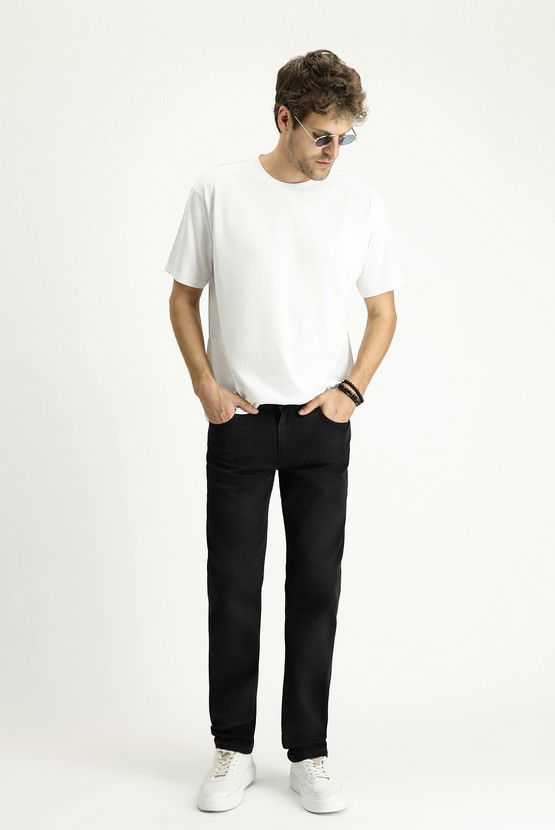 Erkek Giyim - Regular Fit Likralı Denim Look Pantolon
