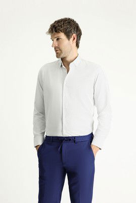 Uzun Kol Slim Fit Dar Kesim Çizgili Pamuklu Gömlek
