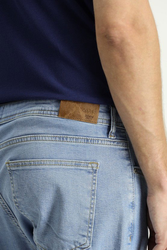 Erkek Giyim - Slim Fit Dar Kesim Likralı Denim Pantolon