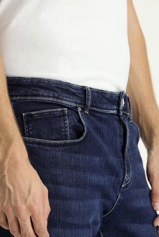 Erkek Giyim - Regular Fit Likralı Denim Pantolon