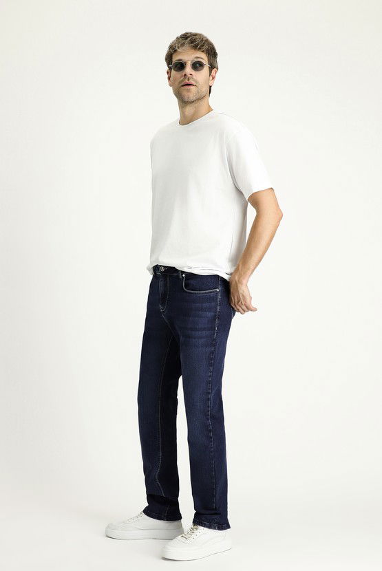 Erkek Giyim - Regular Fit Likralı Denim Pantolon