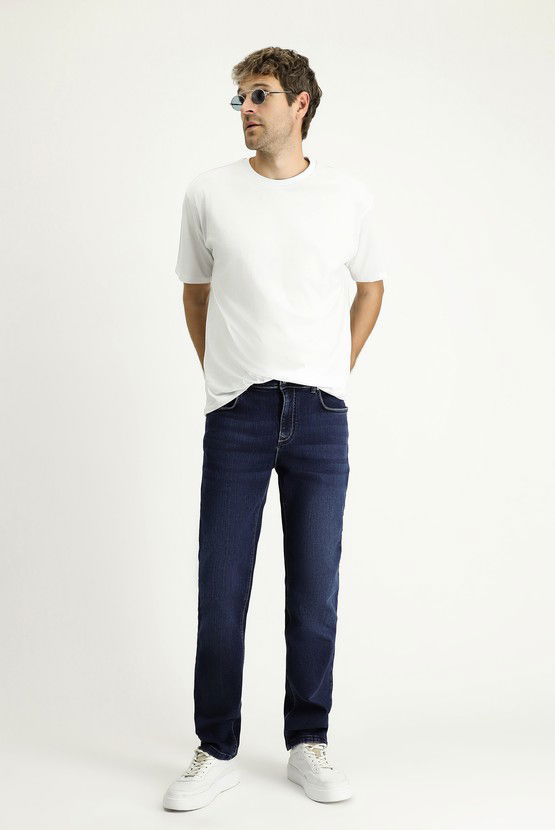 Erkek Giyim - Regular Fit Likralı Denim Pantolon