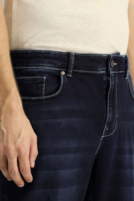 Erkek Giyim - Regular Fit Likralı Denim Pantolon