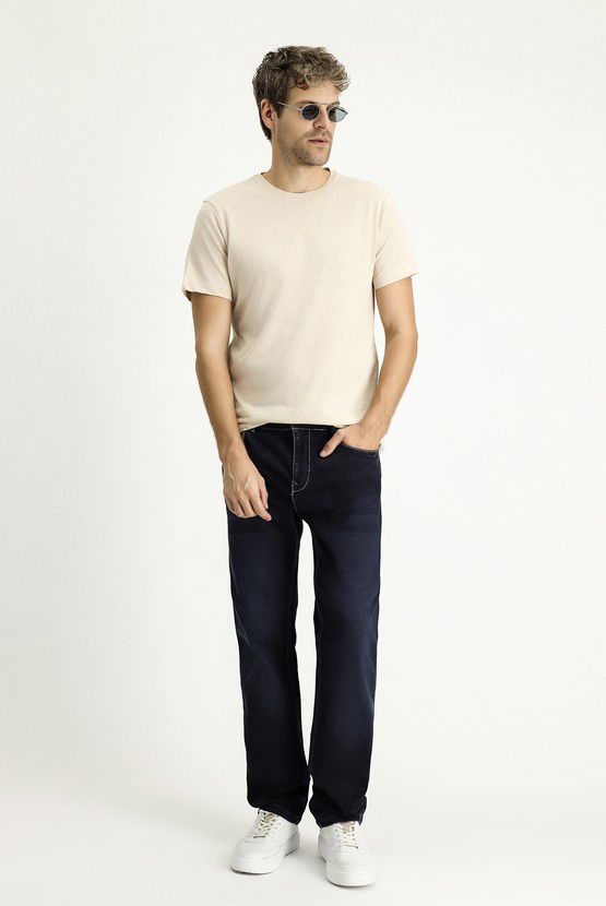 Erkek Giyim - Regular Fit Likralı Denim Pantolon