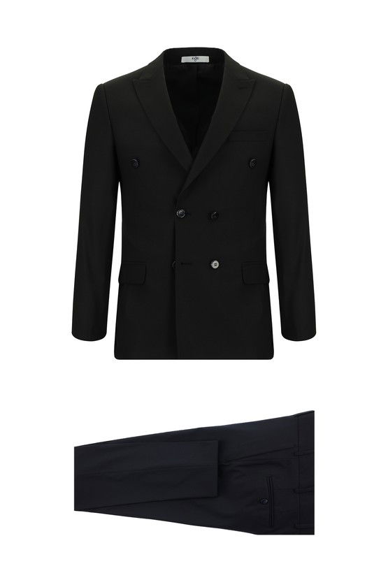 Erkek Giyim - Super Slim Fit Ekstra Dar Kesim Desenli Kruvaze Takım Elbise