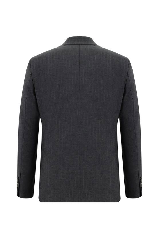 Erkek Giyim - Slim Fit Dar Kesim Yünlü Çizgili Klasik Takım Elbise