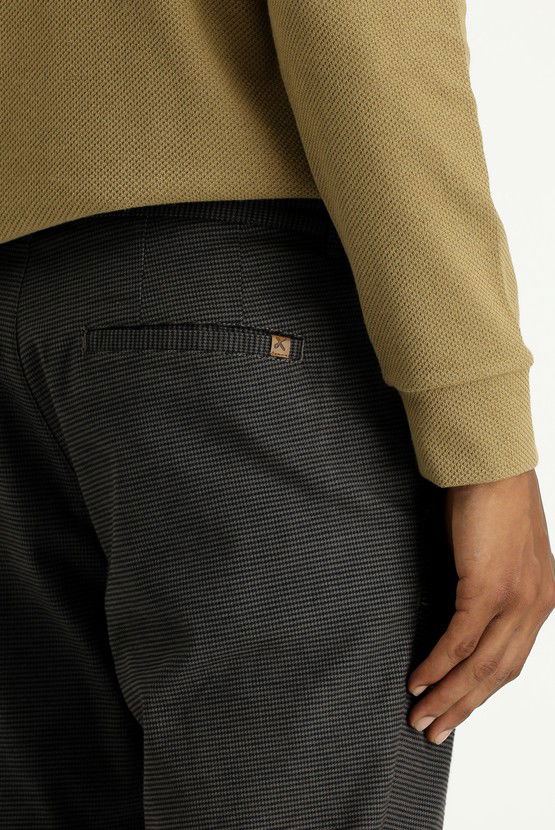 Erkek Giyim - Regular Fit Likralı Desenli Kanvas / Chino Pantolon