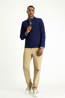 Polo Yaka Fermuarlı Pamuklu Sweatshirt